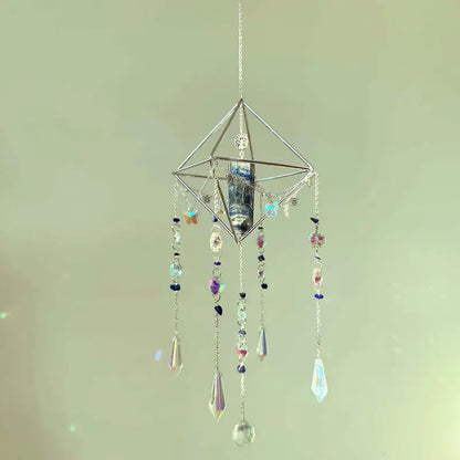 Natural Gemstone Crystal Suncatcher, Window Prism Hanging Decor, Boho Home Decor, Rainbow Maker, Garden Charms Decor, Room Decor, Wind Chime