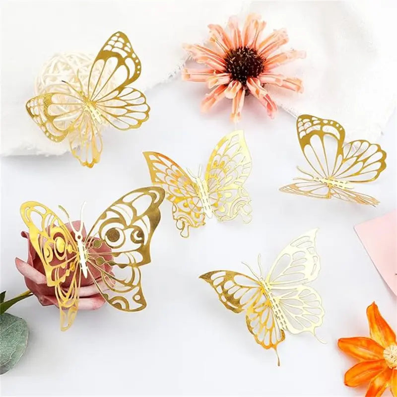 72 Pcs 3D Butterfly Wall Decor Stickers, Pink-Purple Butterfly Party Decorations, Butterfly Wall Decals, Butterfly Bedroom Classroom Wedding Cake Balloon Decor Aesthetic for Girl, 4 Styles 3 Sizes