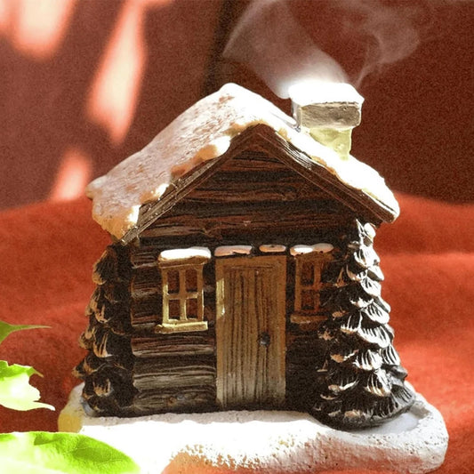 Snowy Winter Incense Burner with 2 Incense Cones Cottage Incense Burner Ornament for Table Centerpiece Decor