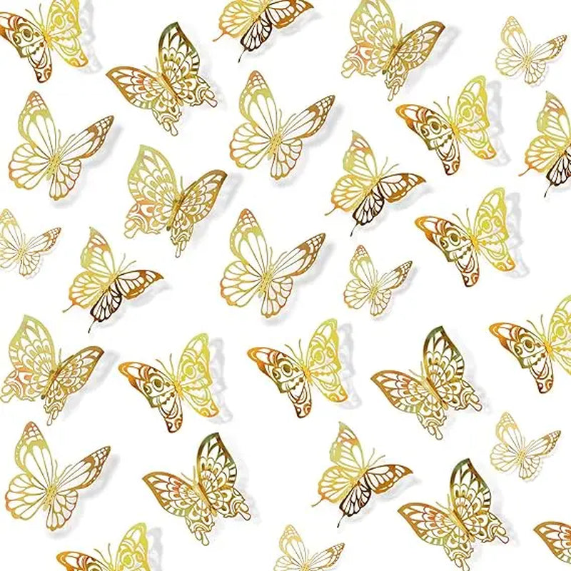 72 Pcs 3D Butterfly Wall Decor Stickers, Pink-Purple Butterfly Party Decorations, Butterfly Wall Decals, Butterfly Bedroom Classroom Wedding Cake Balloon Decor Aesthetic for Girl, 4 Styles 3 Sizes