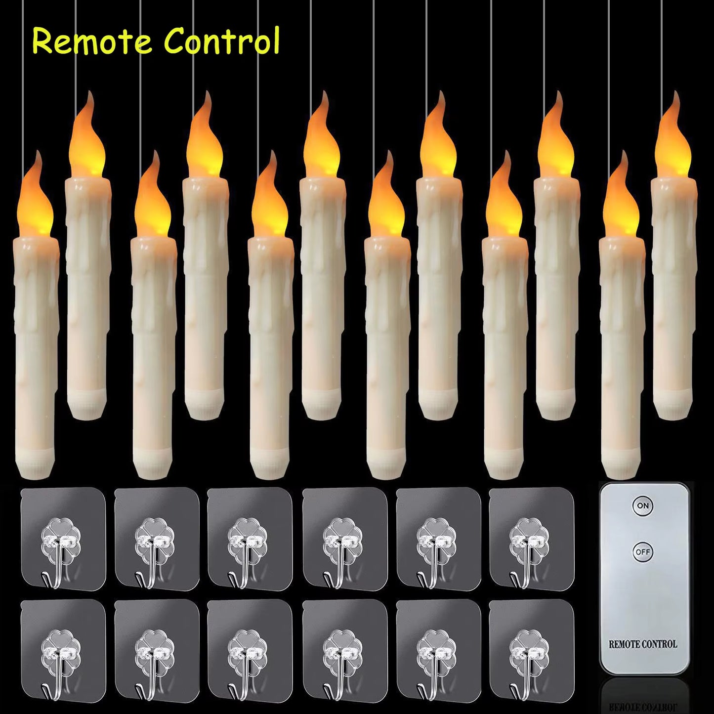 Magical Floating LED Candles with Magic Wand Remote Control Candle Lights Flameless Taper Electronic Candle Christmas Decoration