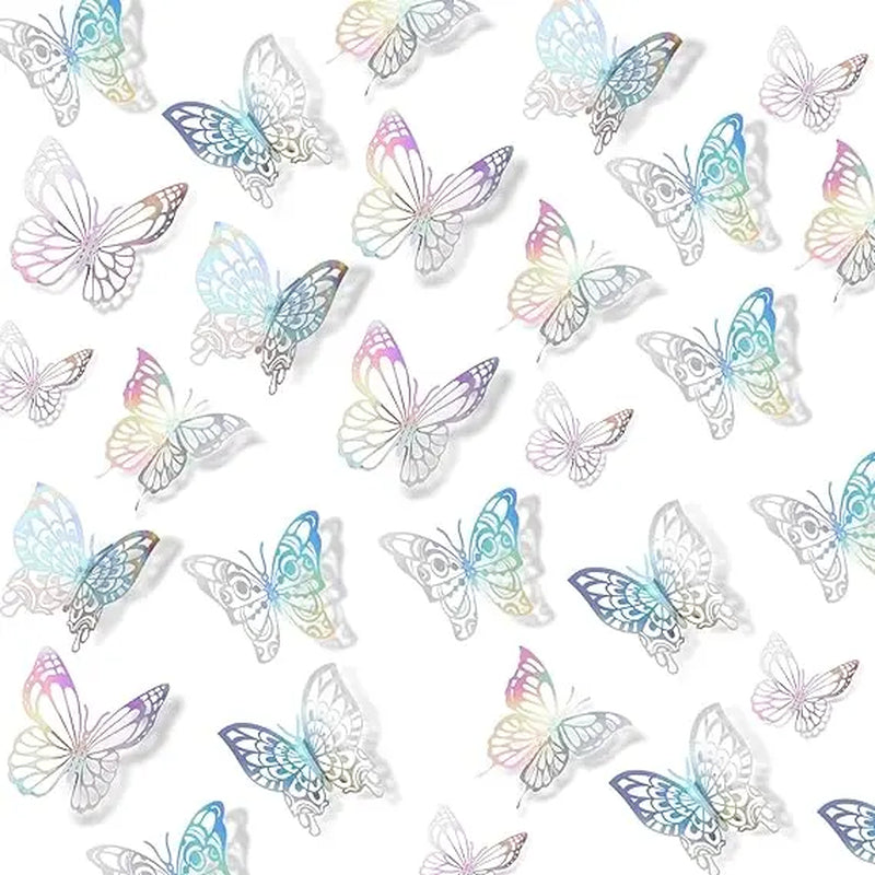 72 Pcs 3D Butterfly Wall Decor Stickers, Pink-Purple Butterfly Party Decorations, Butterfly Wall Decals, Butterfly Bedroom Classroom Wedding Cake Balloon Decor Aesthetic for Girl, 4 Styles 3 Sizes