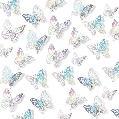 72 Pcs 3D Butterfly Wall Decor Stickers, Pink-Purple Butterfly Party Decorations, Butterfly Wall Decals, Butterfly Bedroom Classroom Wedding Cake Balloon Decor Aesthetic for Girl, 4 Styles 3 Sizes