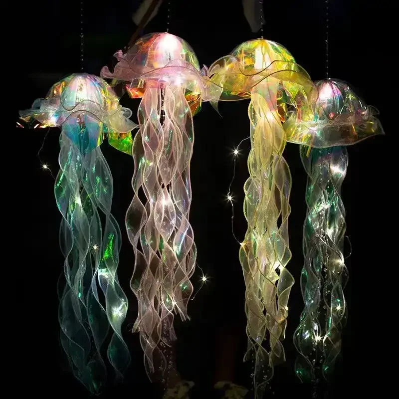 Jellyfish Lamp Portable Flower Lantern Children Room under the Sea Atmosphere Decoration Lamp Bedroom Night Lamp Home Decoration