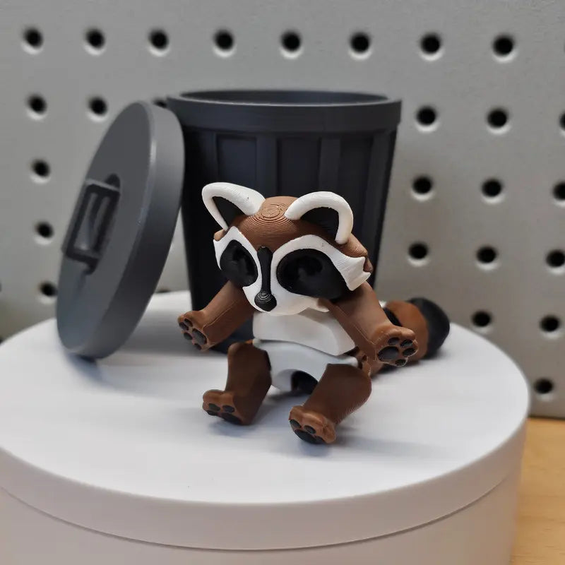 Techmakesart - 3D Printed Raccoon - Articulates, Is Super Cute, Perfect for Fidgeting, Makes a Great Desk Top Companion.