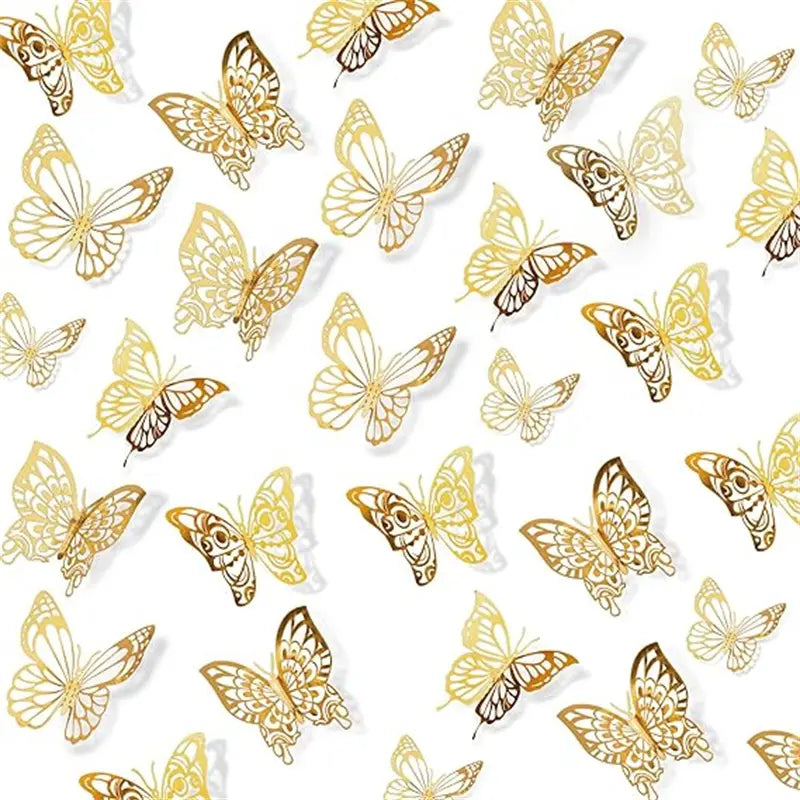 72 Pcs 3D Butterfly Wall Decor Stickers, Pink-Purple Butterfly Party Decorations, Butterfly Wall Decals, Butterfly Bedroom Classroom Wedding Cake Balloon Decor Aesthetic for Girl, 4 Styles 3 Sizes