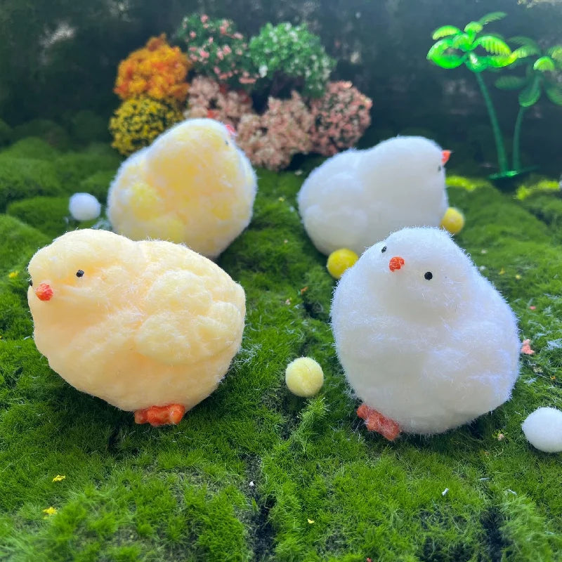 2024 Color Kawaii Handmade Silicone Soft Flocked Yellow Imitation TPR Soft Chicken Adult Children Cute Gift Toys Squishy Chicken