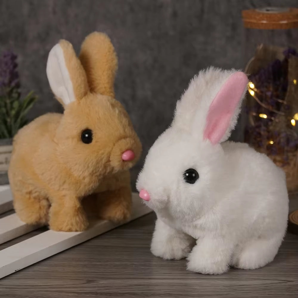 Long-Haired Bunny Electric Plush Toy Soft Plush Simulation Shape Small Animal Doll Battery Interactive Children'S Favorite Gift