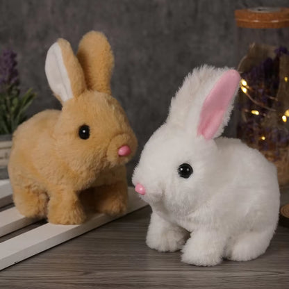 Long-Haired Bunny Electric Plush Toy Soft Plush Simulation Shape Small Animal Doll Battery Interactive Children'S Favorite Gift