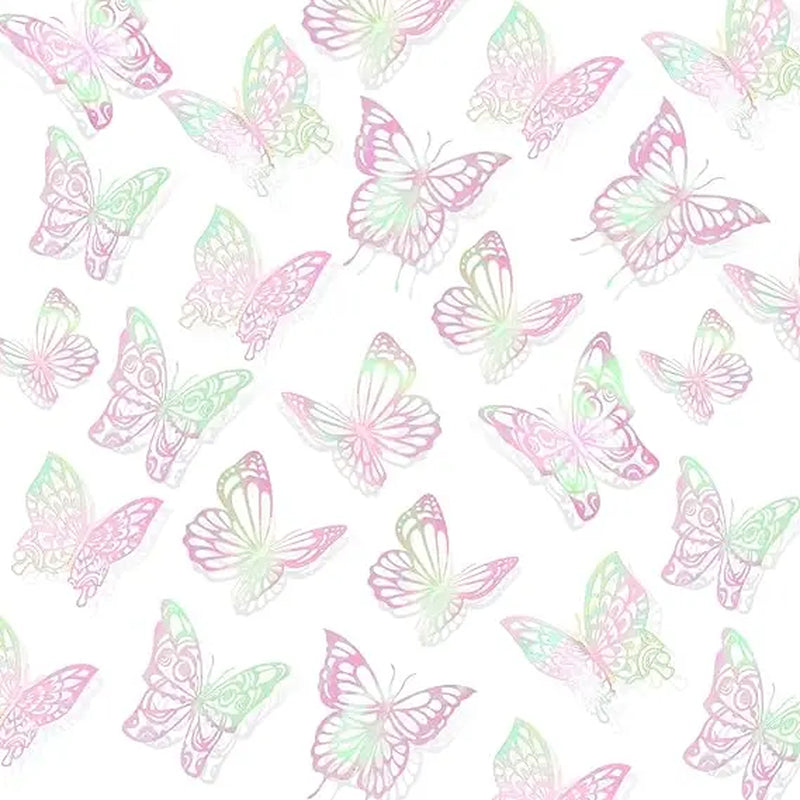 72 Pcs 3D Butterfly Wall Decor Stickers, Pink-Purple Butterfly Party Decorations, Butterfly Wall Decals, Butterfly Bedroom Classroom Wedding Cake Balloon Decor Aesthetic for Girl, 4 Styles 3 Sizes