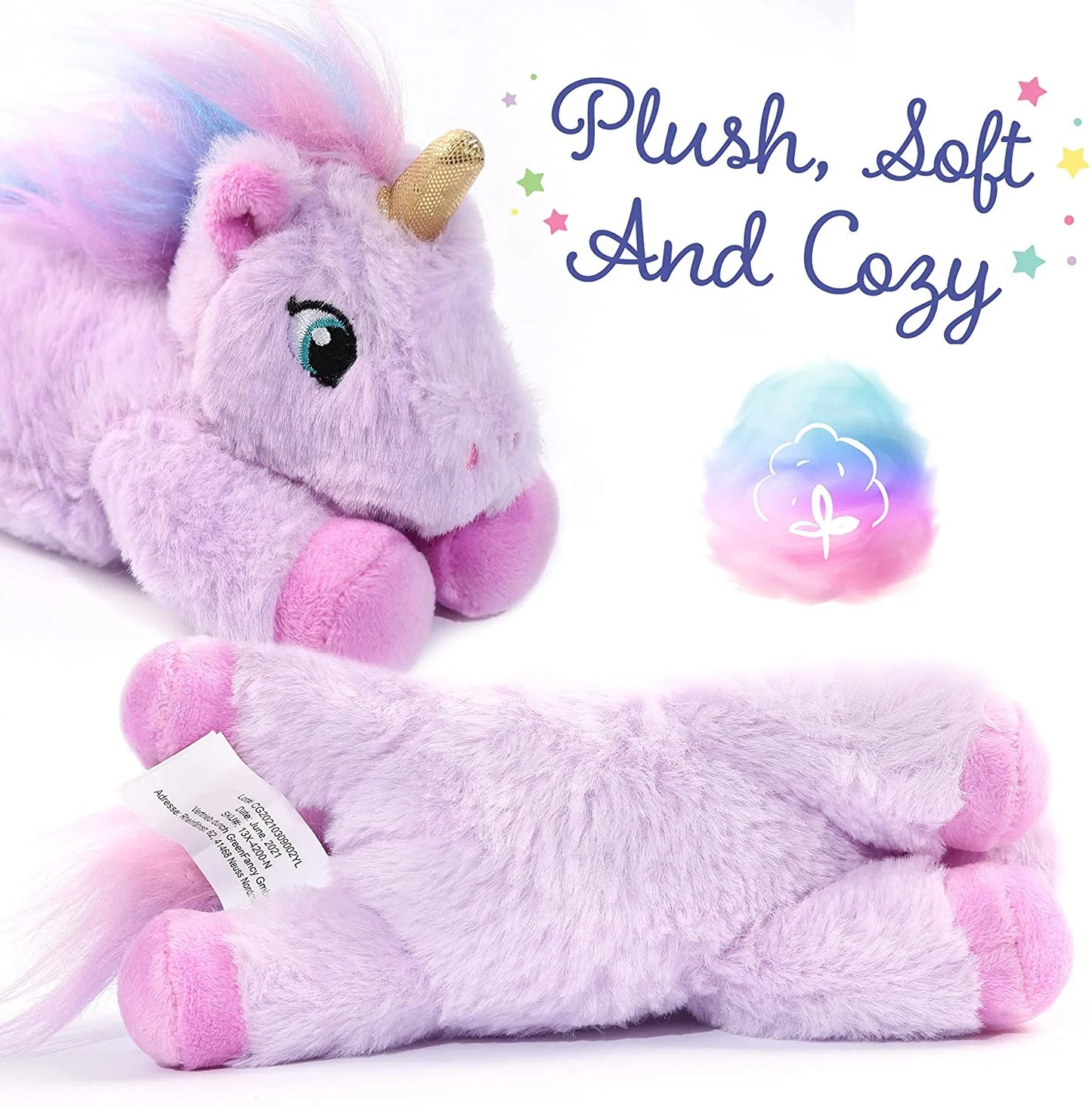 2 Pcs 7 in Unicorn Stuffed Animal Plush Toys Gift for Kids Girls Boys, Purple and White