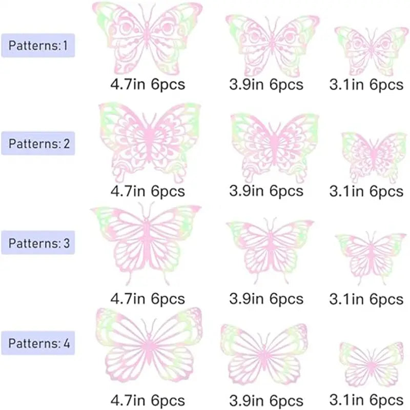 72 Pcs 3D Butterfly Wall Decor Stickers, Pink-Purple Butterfly Party Decorations, Butterfly Wall Decals, Butterfly Bedroom Classroom Wedding Cake Balloon Decor Aesthetic for Girl, 4 Styles 3 Sizes