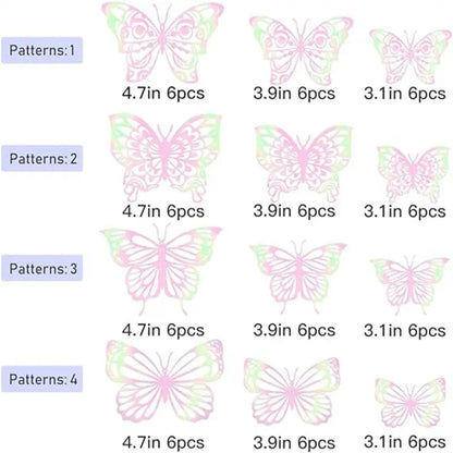 72 Pcs 3D Butterfly Wall Decor Stickers, Pink-Purple Butterfly Party Decorations, Butterfly Wall Decals, Butterfly Bedroom Classroom Wedding Cake Balloon Decor Aesthetic for Girl, 4 Styles 3 Sizes