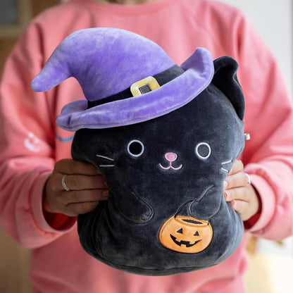 10" Black Cat with Witch Hat - Official Kellytoy Halloween Plush - Cute and Soft Stuffed Animal Toy - Great Gift for Kids