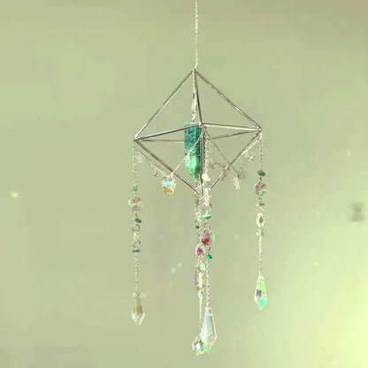 Natural Gemstone Crystal Suncatcher, Window Prism Hanging Decor, Boho Home Decor, Rainbow Maker, Garden Charms Decor, Room Decor, Wind Chime