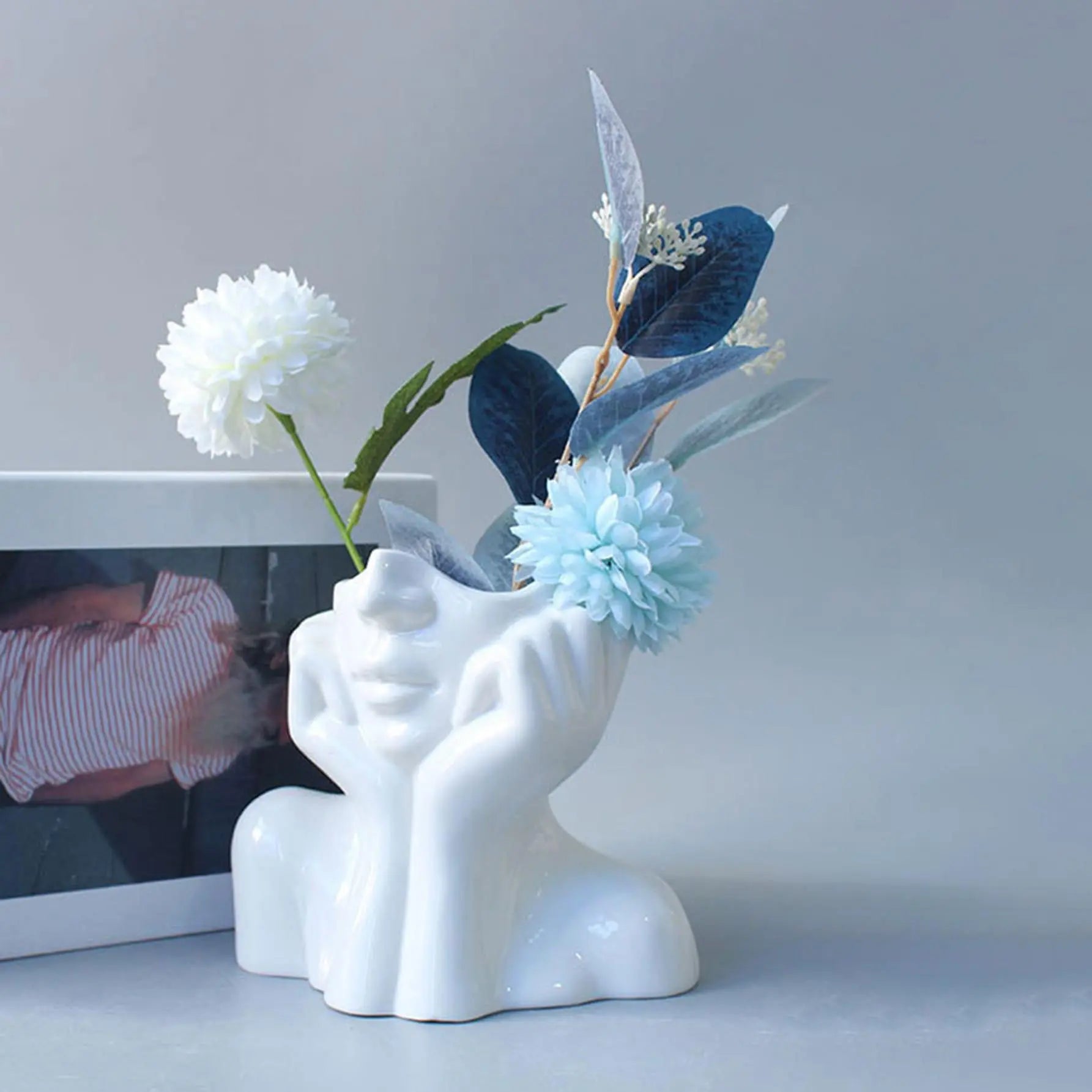 Face Design Ceramic Vase, Home Decor Flower Vase for Home Decor, Room Decor, Summer Decor 2024