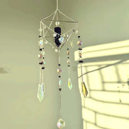 Natural Gemstone Crystal Suncatcher, Window Prism Hanging Decor, Boho Home Decor, Rainbow Maker, Garden Charms Decor, Room Decor, Wind Chime