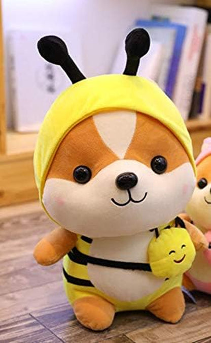 Squirrel-Bee Stuffed Animal Squirrel Wearing Bumble Bee Costume Plushies Chipmuck Dressed as Cute Honeybee Plush Toys Chipmuck for Kids Stuffed Shiba Inu Animals for Lover 10 Inch