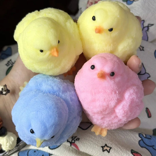 2024 Color Kawaii Handmade Silicone Soft Flocked Yellow Imitation TPR Soft Chicken Adult Children Cute Gift Toys Squishy Chicken