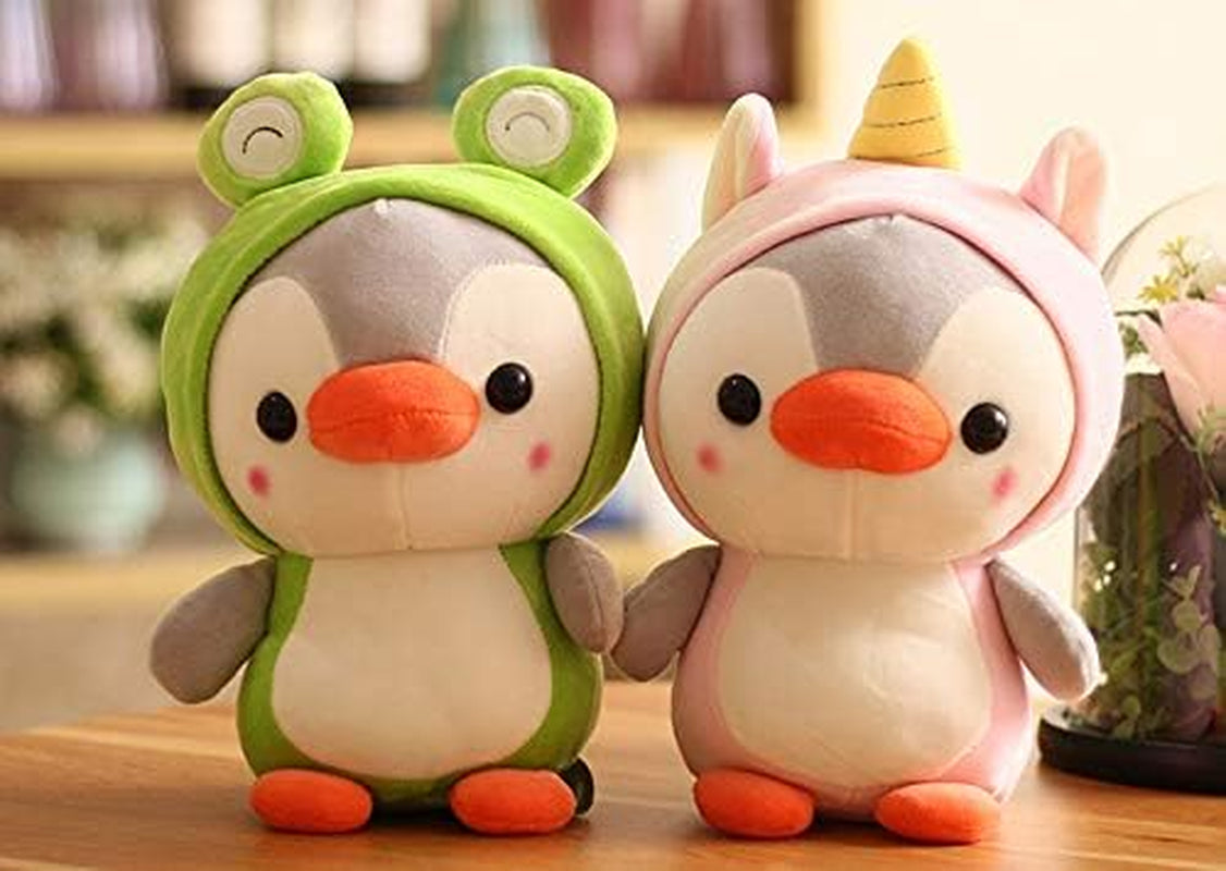 Duck/Penguin Stuffed Animal in Frog Costume Adorable Plushies Wearing Green Frog Outfit Plush Toys Great for Kids and Lovers,Stuffed Penguin Animals 10 Inch