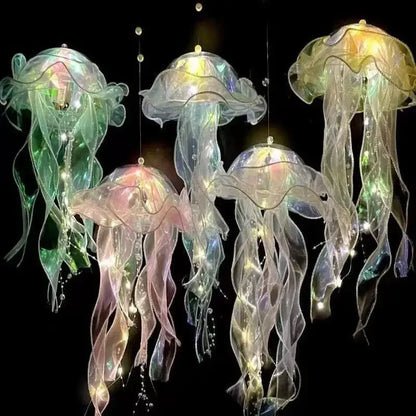 Jellyfish Lamp Portable Flower Lantern Children Room under the Sea Atmosphere Decoration Lamp Bedroom Night Lamp Home Decoration