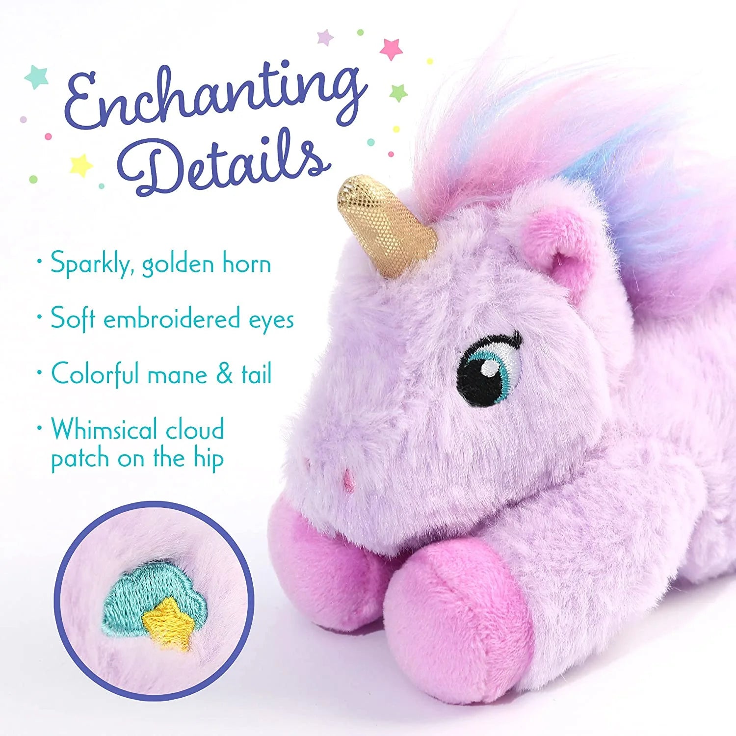 2 Pcs 7 in Unicorn Stuffed Animal Plush Toys Gift for Kids Girls Boys, Purple and White