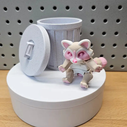 Techmakesart - 3D Printed Raccoon - Articulates, Is Super Cute, Perfect for Fidgeting, Makes a Great Desk Top Companion.