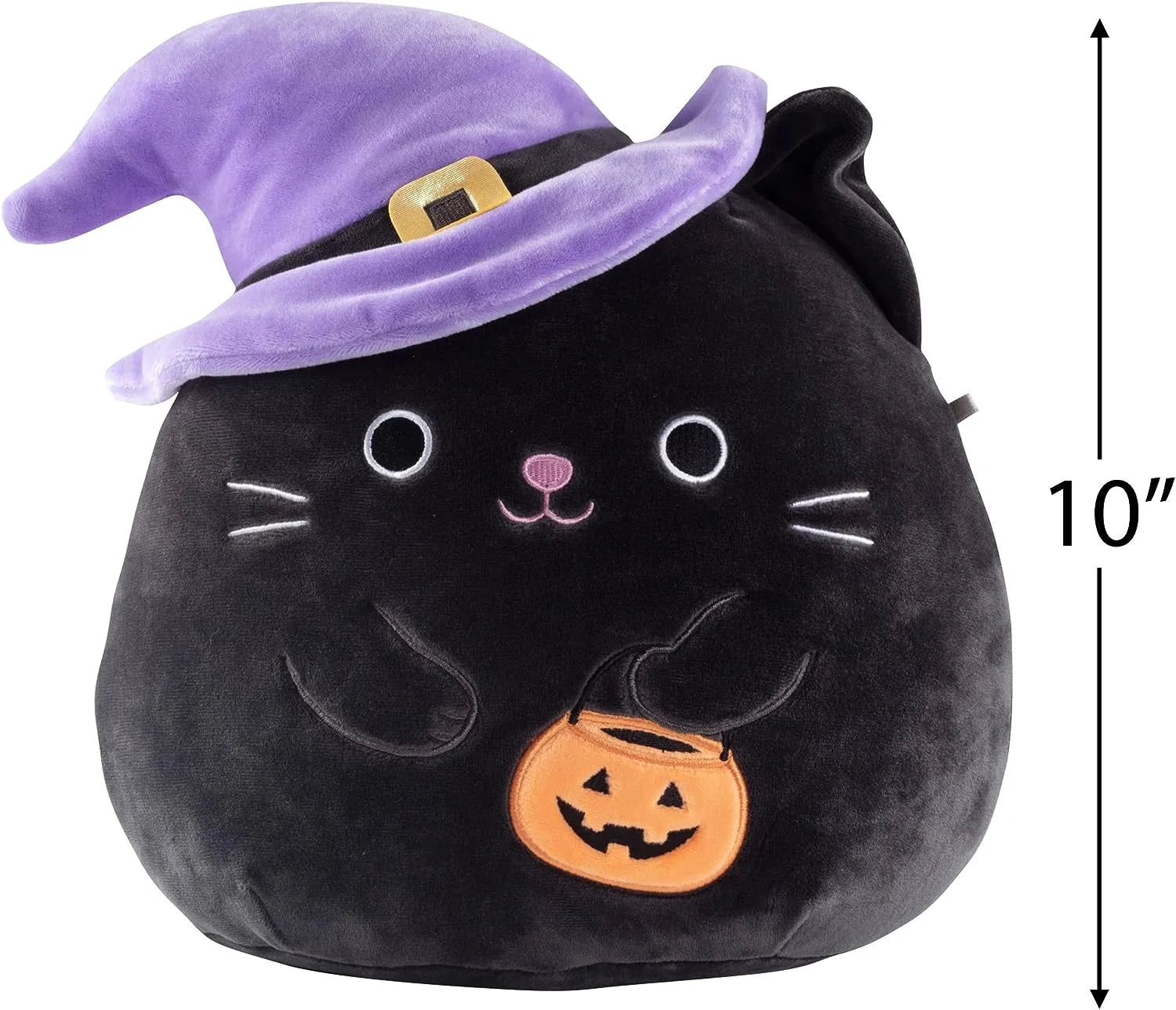 10" Black Cat with Witch Hat - Official Kellytoy Halloween Plush - Cute and Soft Stuffed Animal Toy - Great Gift for Kids