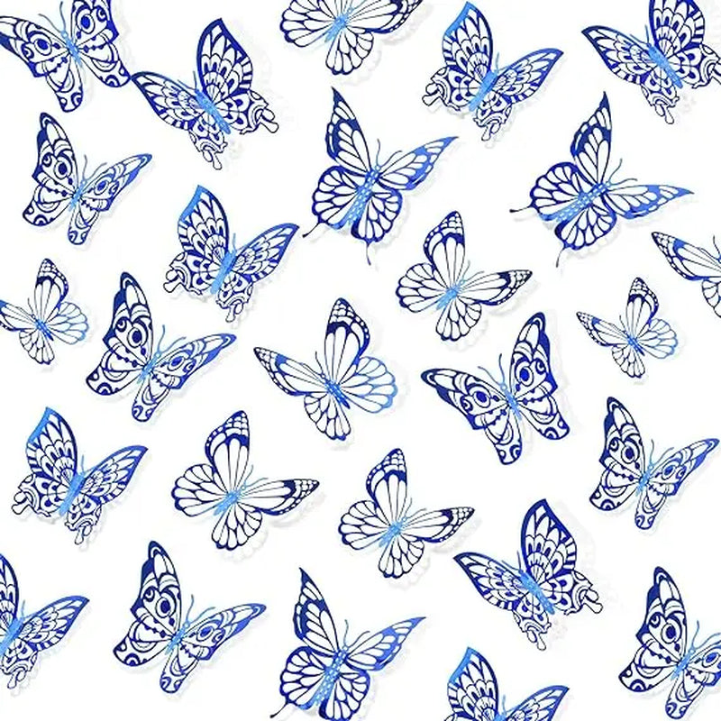 72 Pcs 3D Butterfly Wall Decor Stickers, Pink-Purple Butterfly Party Decorations, Butterfly Wall Decals, Butterfly Bedroom Classroom Wedding Cake Balloon Decor Aesthetic for Girl, 4 Styles 3 Sizes