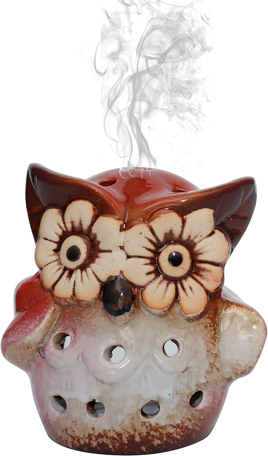 Incense Burner Cone Incense Holder Ceramic Owl Incense Ash Catcher Best for Incense Cones, Incense Bricks, Rope Incense, Resin Incense and Candle Holder