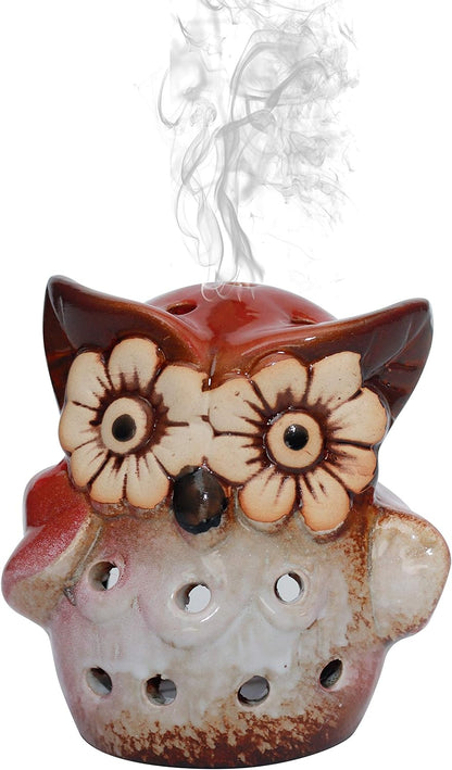 Incense Burner Cone Incense Holder Ceramic Owl Incense Ash Catcher Best for Incense Cones, Incense Bricks, Rope Incense, Resin Incense and Candle Holder