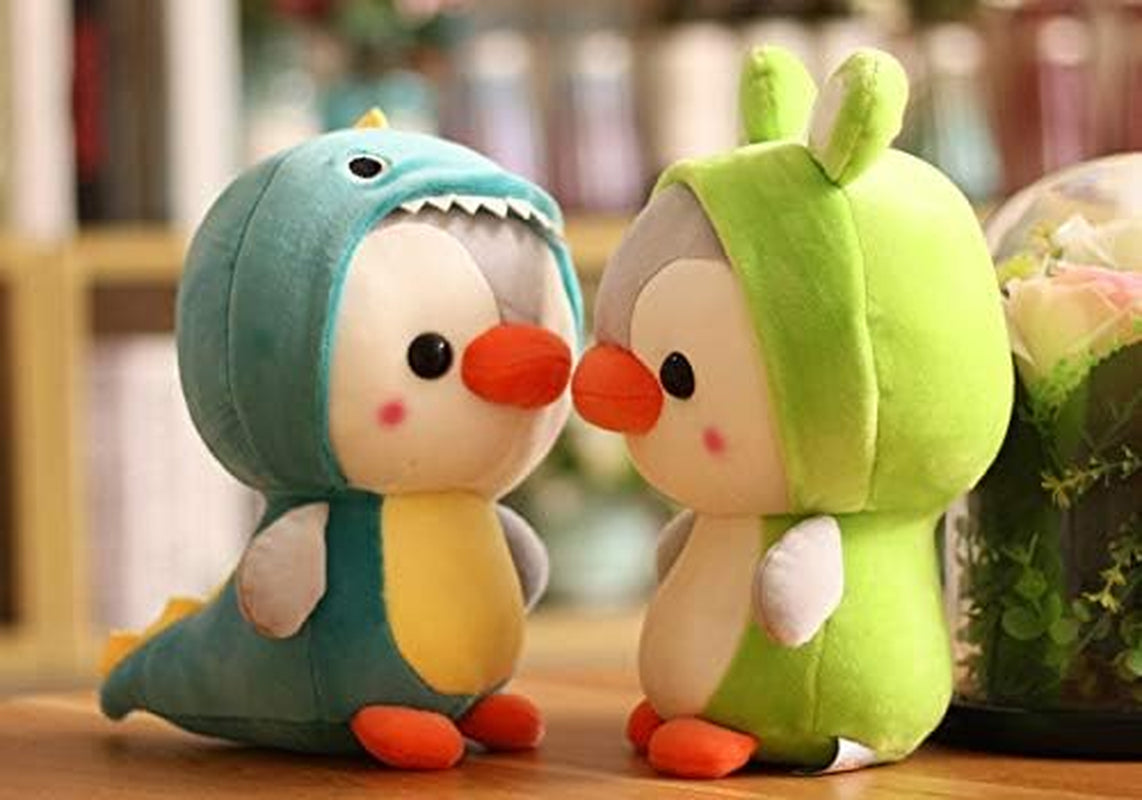 Duck/Penguin Stuffed Animal in Frog Costume Adorable Plushies Wearing Green Frog Outfit Plush Toys Great for Kids and Lovers,Stuffed Penguin Animals 10 Inch