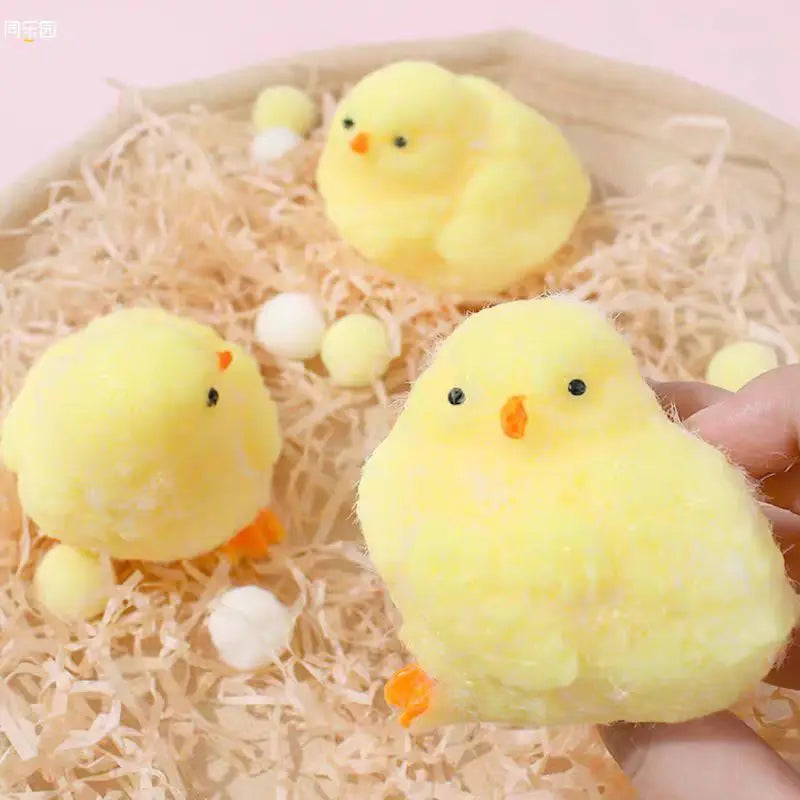 2024 Color Kawaii Handmade Silicone Soft Flocked Yellow Imitation TPR Soft Chicken Adult Children Cute Gift Toys Squishy Chicken