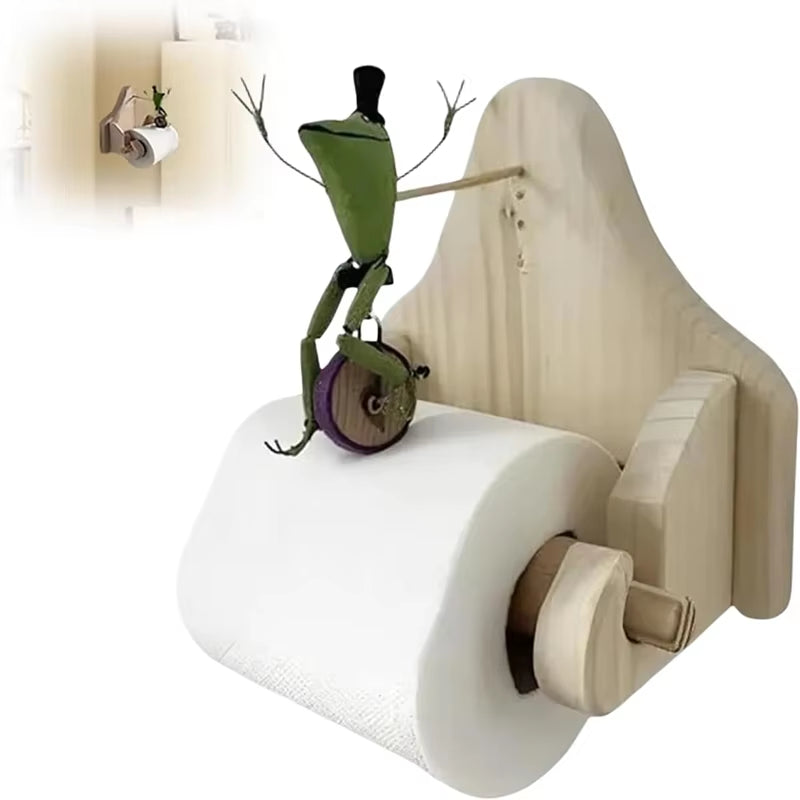 Creative Frog Riding Bicycle Toilet Paper Holder Funny Wall Mounted Frog Roll Paper Holder