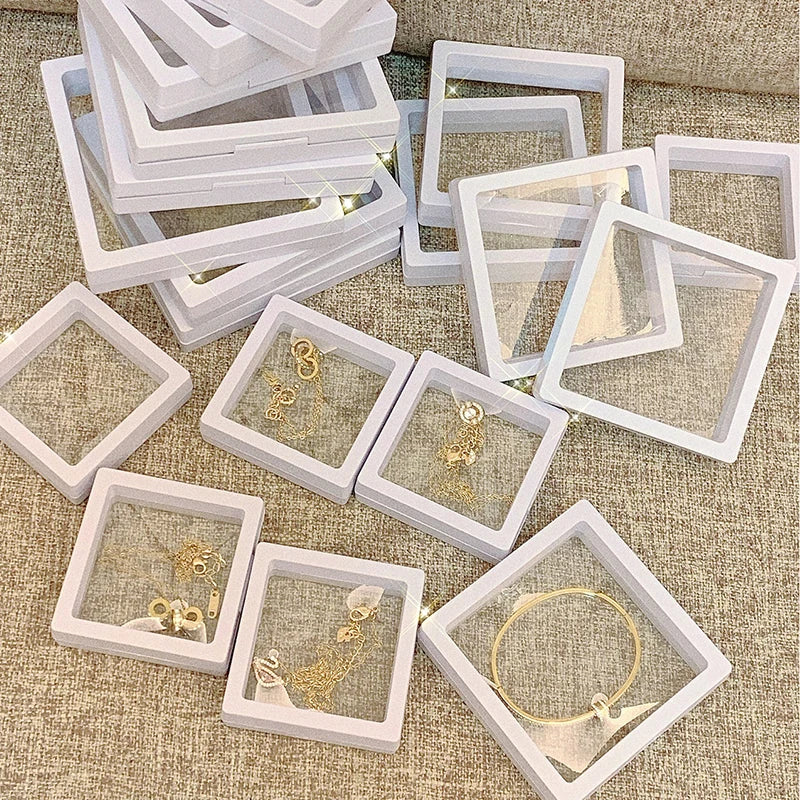 10PCS Set 3D Floating Display Case Stands Holder Suspension Storage Organizer Necklace Bracelet Ring Coin Pin Gift Jewelry Box