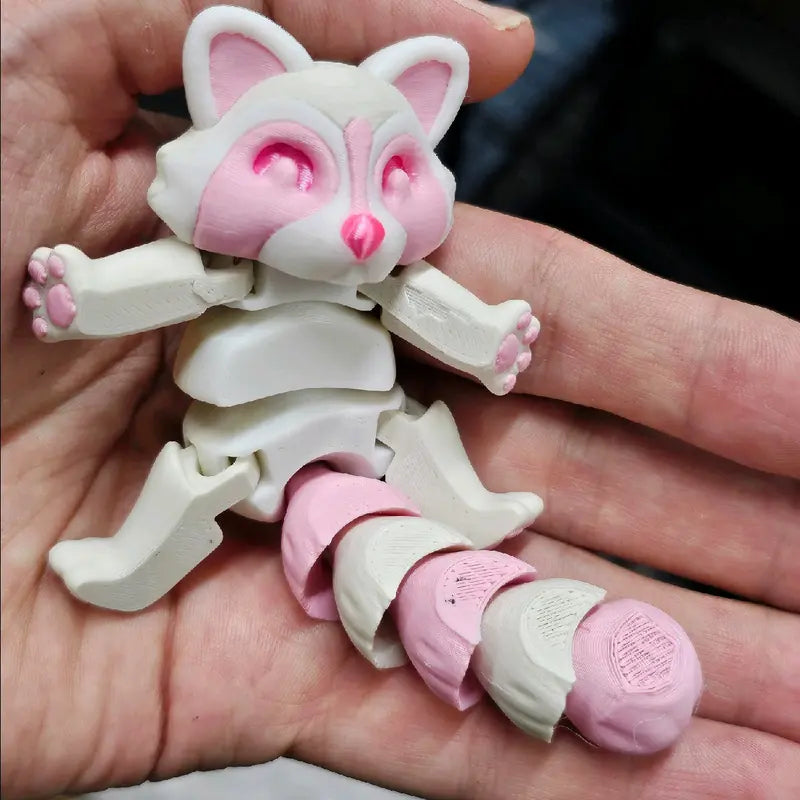 Techmakesart - 3D Printed Raccoon - Articulates, Is Super Cute, Perfect for Fidgeting, Makes a Great Desk Top Companion.