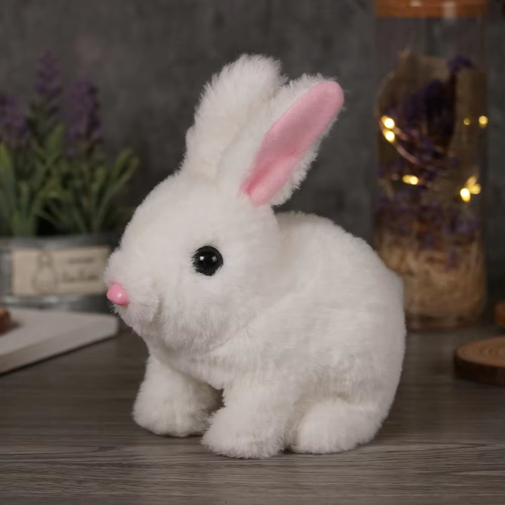 Long-Haired Bunny Electric Plush Toy Soft Plush Simulation Shape Small Animal Doll Battery Interactive Children'S Favorite Gift