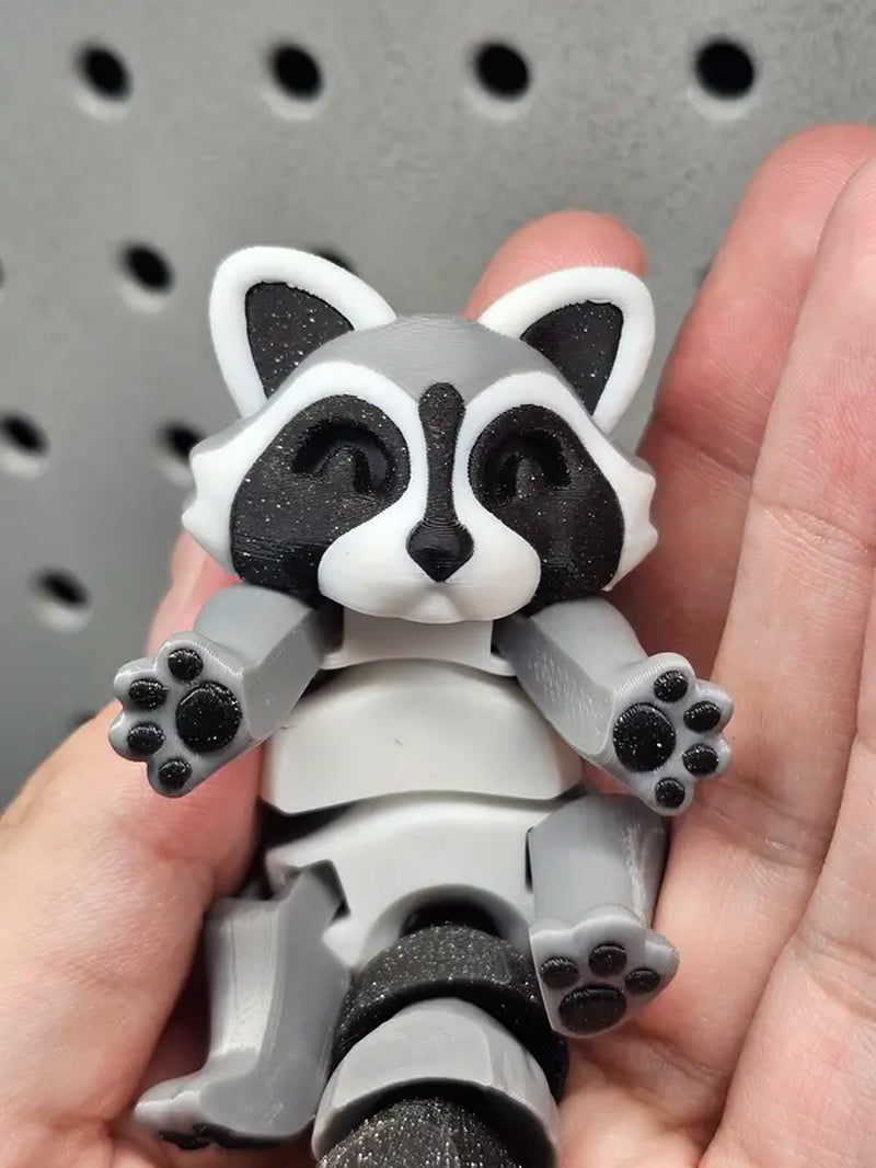 Techmakesart - 3D Printed Raccoon - Articulates, Is Super Cute, Perfect for Fidgeting, Makes a Great Desk Top Companion.