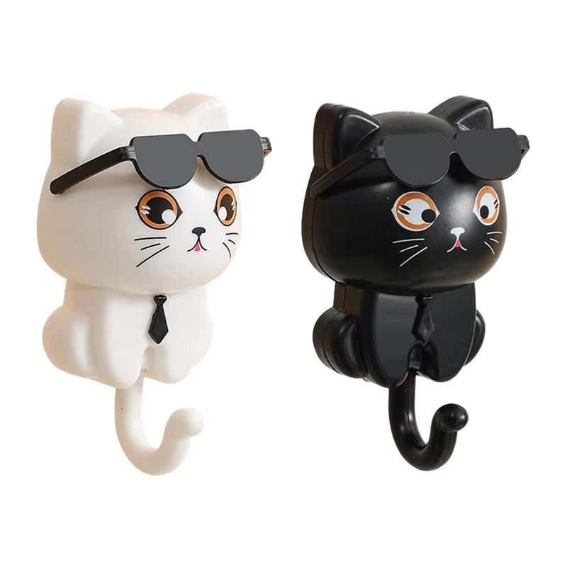 Cartoon Cat Hook Self Adhesive Dormitory Bedroom Door Hangers Hooks Key Umbrella Towel Cap Coat Rack Wall Animal Decoration Rack