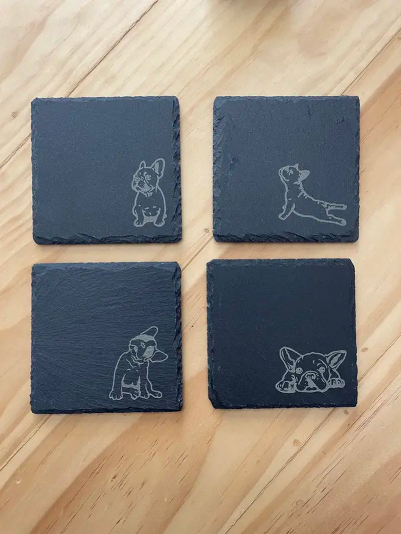 Frenchie Gift. French Bulldog Coasters, Dog Coasters, Cork Engraved Coasters, Frenchie Mom, Dog Mom, French Bulldog Gift, Bulldog Gift