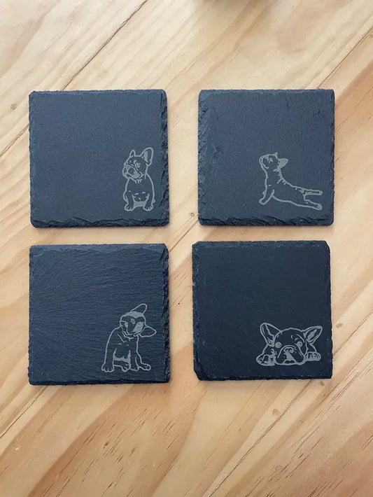 Frenchie Gift. French Bulldog Coasters, Dog Coasters, Cork Engraved Coasters, Frenchie Mom, Dog Mom, French Bulldog Gift, Bulldog Gift