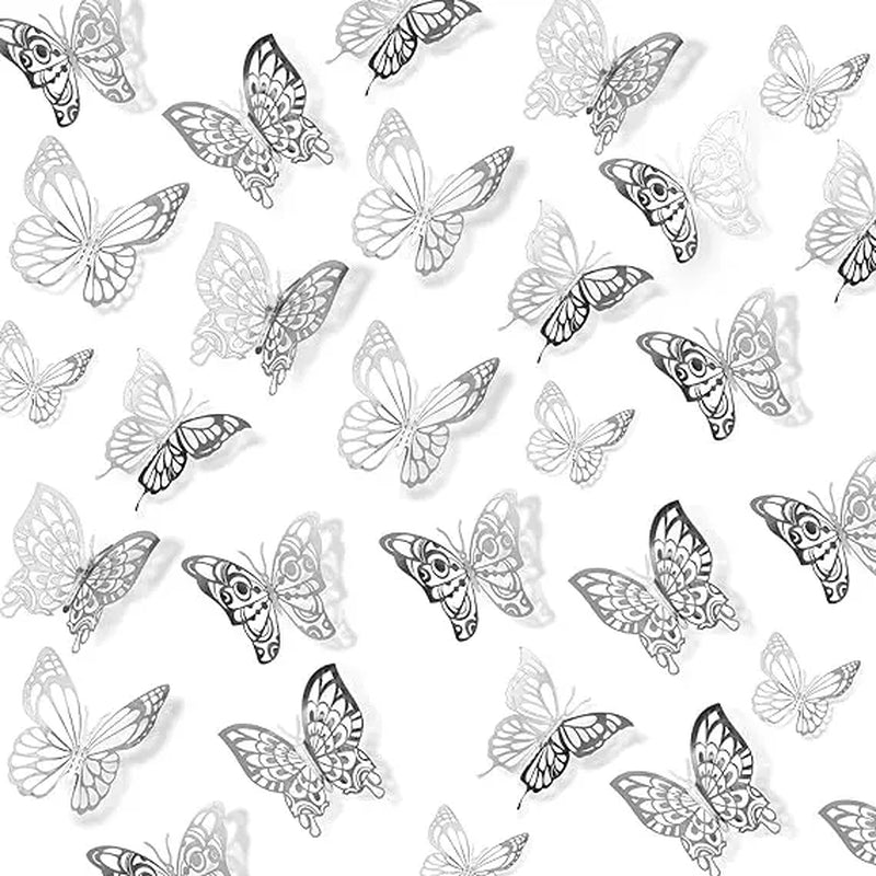 72 Pcs 3D Butterfly Wall Decor Stickers, Pink-Purple Butterfly Party Decorations, Butterfly Wall Decals, Butterfly Bedroom Classroom Wedding Cake Balloon Decor Aesthetic for Girl, 4 Styles 3 Sizes