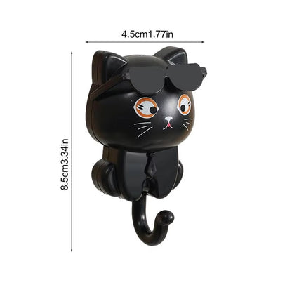 Cartoon Cat Hook Self Adhesive Dormitory Bedroom Door Hangers Hooks Key Umbrella Towel Cap Coat Rack Wall Animal Decoration Rack