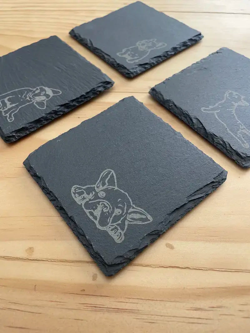 Frenchie Gift. French Bulldog Coasters, Dog Coasters, Cork Engraved Coasters, Frenchie Mom, Dog Mom, French Bulldog Gift, Bulldog Gift