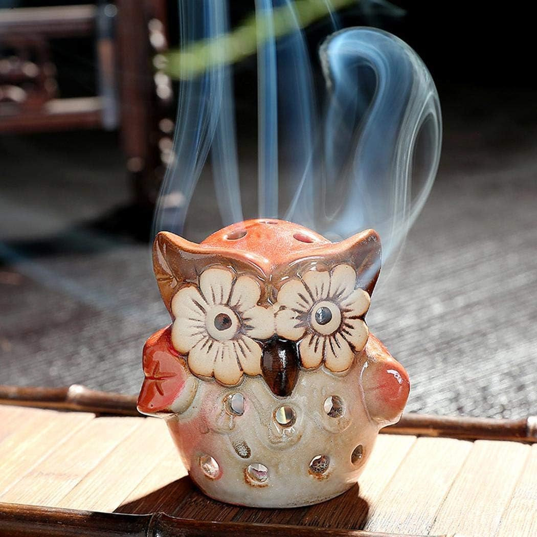 Incense Burner Cone Incense Holder Ceramic Owl Incense Ash Catcher Best for Incense Cones, Incense Bricks, Rope Incense, Resin Incense and Candle Holder