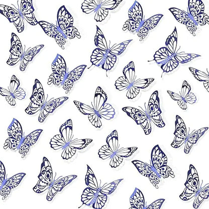 72 Pcs 3D Butterfly Wall Decor Stickers, Pink-Purple Butterfly Party Decorations, Butterfly Wall Decals, Butterfly Bedroom Classroom Wedding Cake Balloon Decor Aesthetic for Girl, 4 Styles 3 Sizes